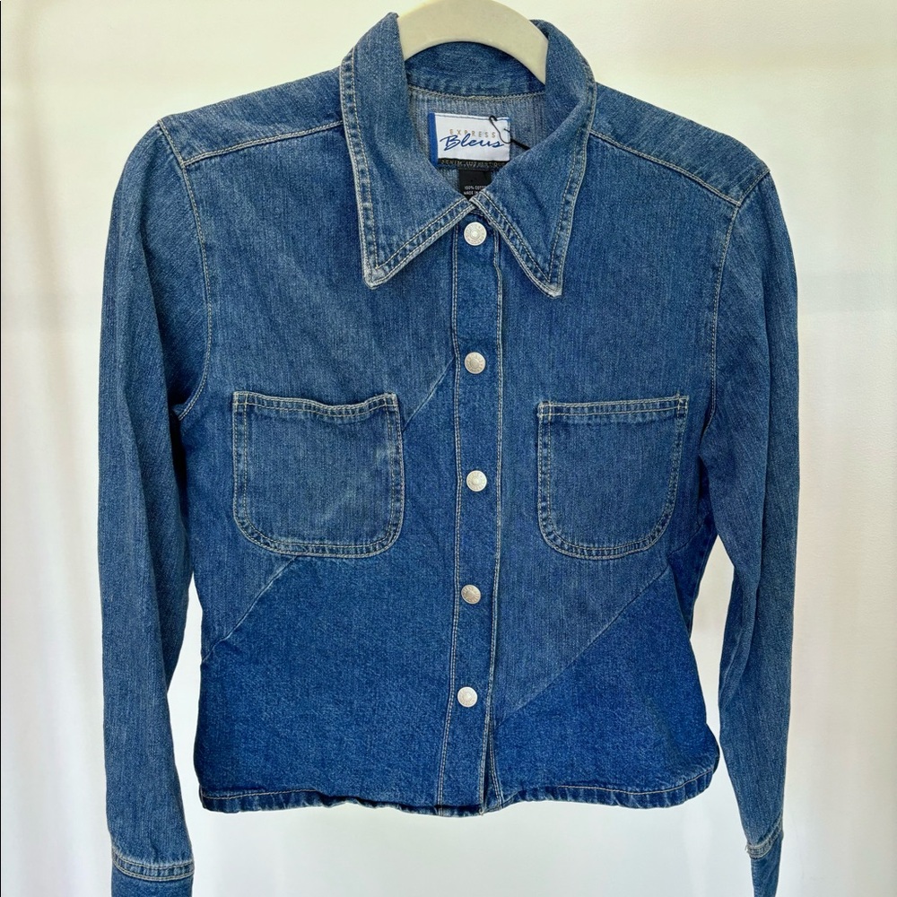 90’s Express Denim Blouse Cropped Vintage